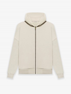 Sweat a Capuche Essentials Fear Of God Fleece Zip Up Beige | 61TCWPDBL