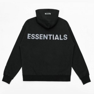 Sweat a Capuche Essentials Fear Of God Reflective Letter Noir | 75IVYCFQX