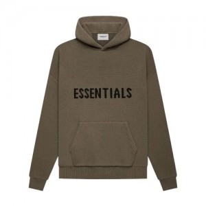 Sweat a Capuche Essentials Fear of God Knit Pullover Marron | 36DCNYMKZ