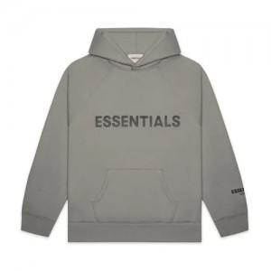 Sweat a Capuche Essentials Fear of God Pullover Applique Logo Gray | 53FCEKZYO