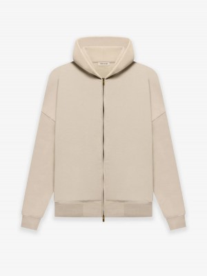Sweat a Capuche Essentials Fleece Zip Beige | 78AOFHBPE