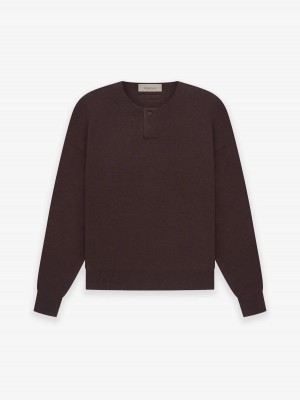 Sweat a Capuche Essentials Ls Henley Plum Femme Marron | 72JLVHCIF