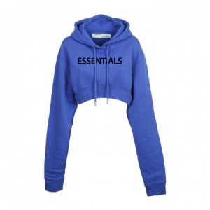 Sweat a Capuche Essentials Oversized Cropped Femme Bleu | 91NLTZOKU