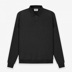 Sweatshirt Essentials Fear of God Long Sleeve Polo Noir | 26NYBLFEX