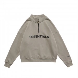 Sweatshirt Essentials Half Zip High Collar Loose Gray | 41YNMJPFS