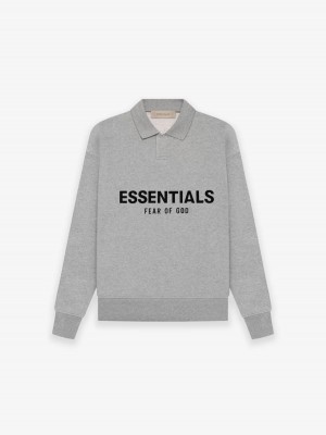 Sweatshirt Essentials Ls Polo Enfant Noir | 43SATPIZY
