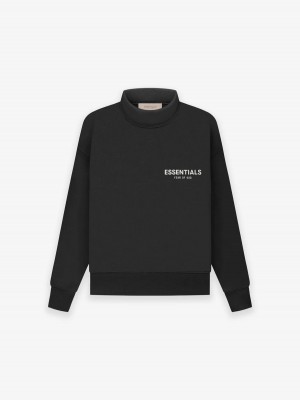 Sweatshirt Essentials Mockneck Stretch Limo Enfant Noir | 53LHPCEMZ