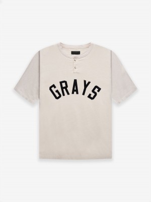 T Shirts Essentials Fear of God Grays Henley Tee Blanche | 92SMDKXWL