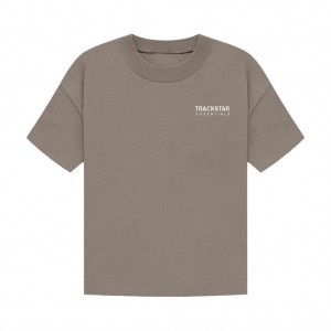 T Shirts Essentials Trackstar Laine Crepe Marron | 75WUCVBIQ